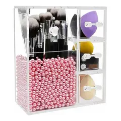 GENERICO - Organizador Acrílico de Maquillaje con Tapa y Cajones