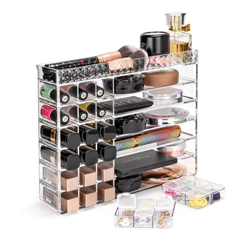 GENERICO - Organizador Acrílico de Maquillaje y Joyas (2 Piezas)