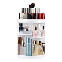 GENERICO - Organizador Giratorio de Maquillaje Transparente 360° Blanco