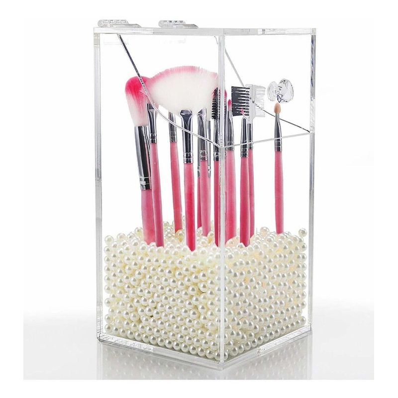 GENERICO - Organizador Acrílico Transparente para Brochas de Maquillaje