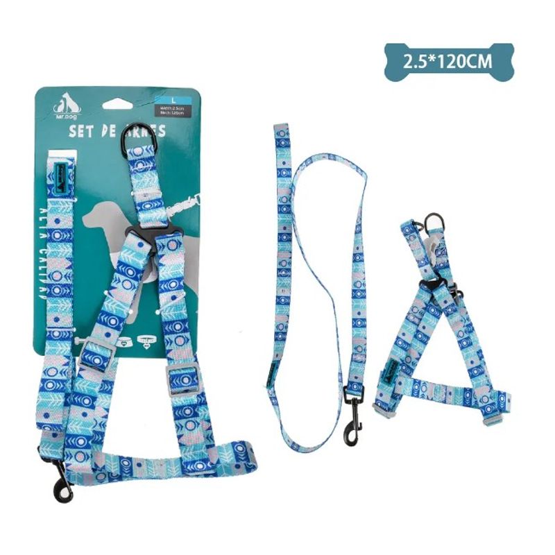 GENERICO - Set De Arnés Y Correa Azul 25Cm120Cm