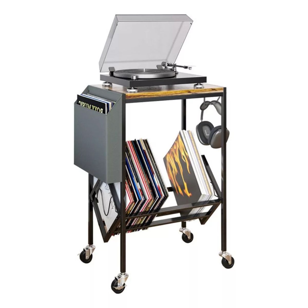 MUNDO MAGIA - Mesa De Soporte Tocadiscos Y Almacenamiento De Vinilos