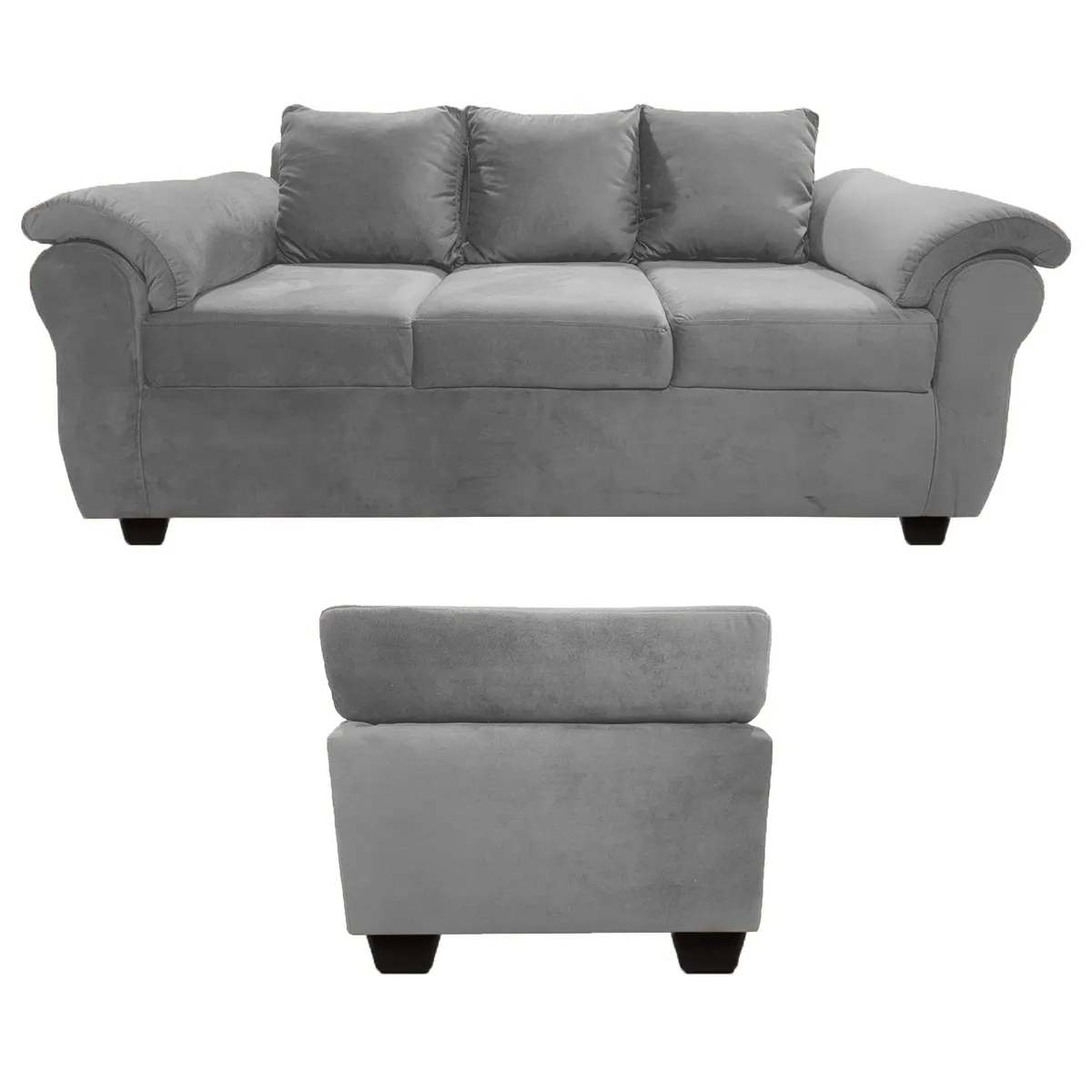 MUEBLES MPR - Sofá Ezeiza + 1 Pouf Felpa