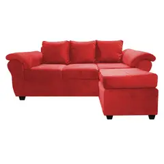 MUEBLES MPR - Sofá Ezeiza + 1 Pouf Felpa Rojo