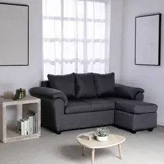 MUEBLES MPR - Sofá Ezeiza + 1 Pouf Lino Gris