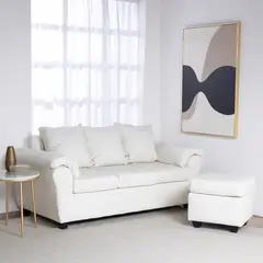 MUEBLES MPR - Sofá Ezeiza + 1 Pouf Pu Beige