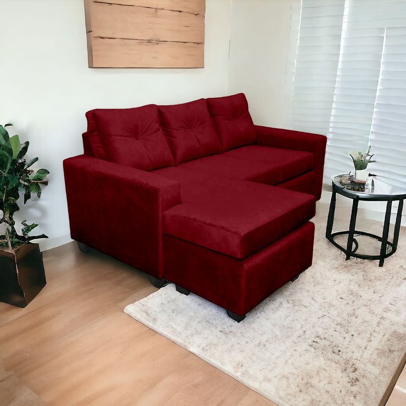 MUEBLES MPR - Seccional Azalea Intercambiable Felpa Burdeo