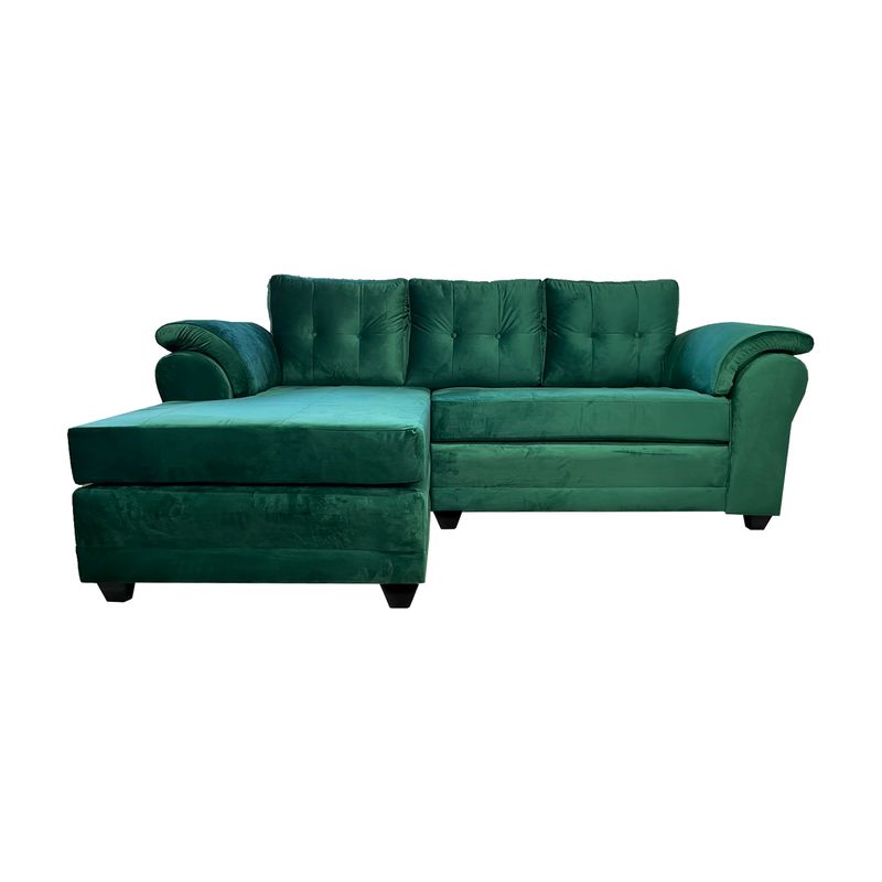 MUEBLES MPR - Seccional Queen Intercambiable Felpa Verde Esmeralda