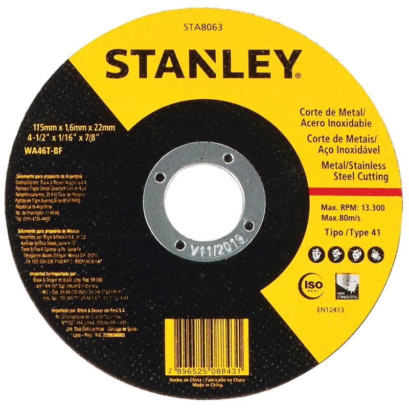 STANLEY - Disco corte metalinox 45 eje 78 Stanley STA8063