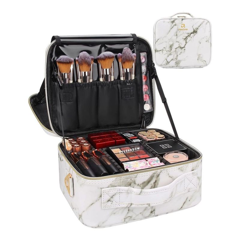 GENERICO - Organizador de Maquillaje en Bambú con Compartimentos Ajustables