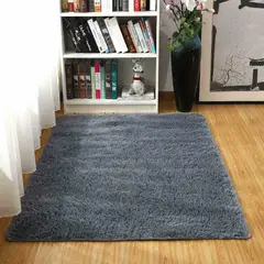 GENERICO - Alfombra peluda tipo Shaggy 300cm x 200cm Gris Plomo