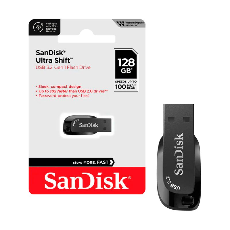 SANDISK - Pendrive SanDisk USB 128GB Ultra Shift 100MB/s Mac Windows