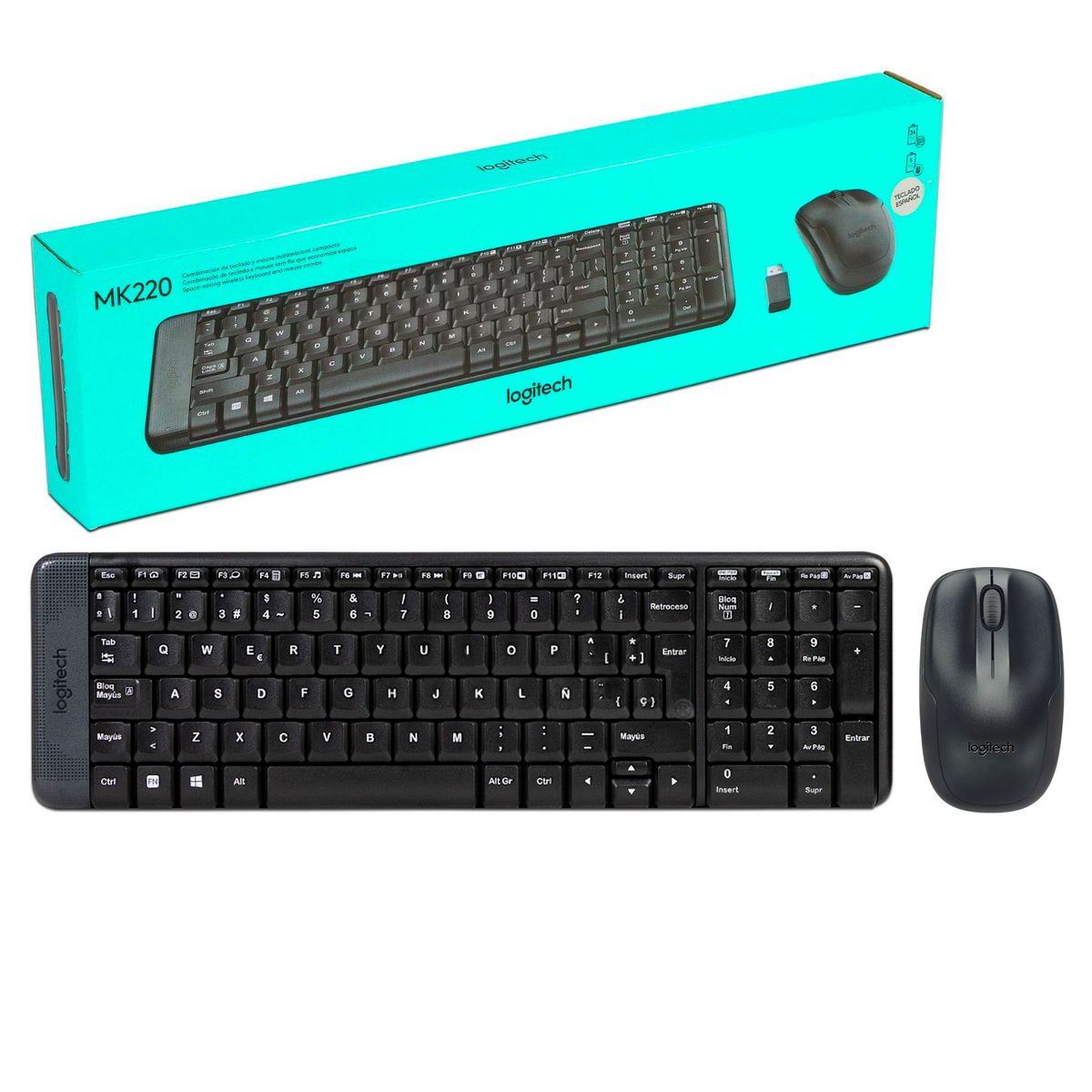 LOGITECH - Kit Teclado y Mouse Inalambrico Logitech MK220 USB Español