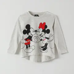 DISNEY - Polera Manga Larga Niña Minnie Corazòn Gris