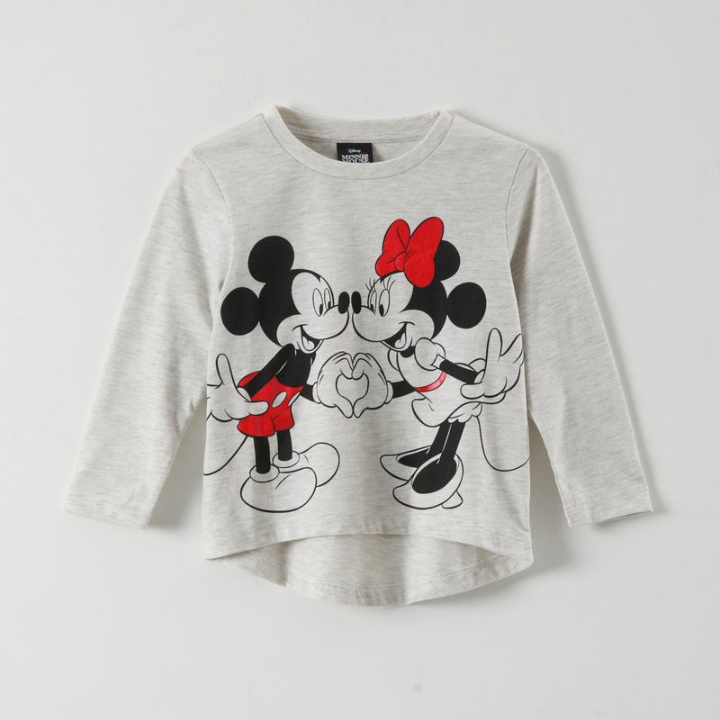 DISNEY - Polera Manga Larga Niña Minnie Corazòn Gris Disney