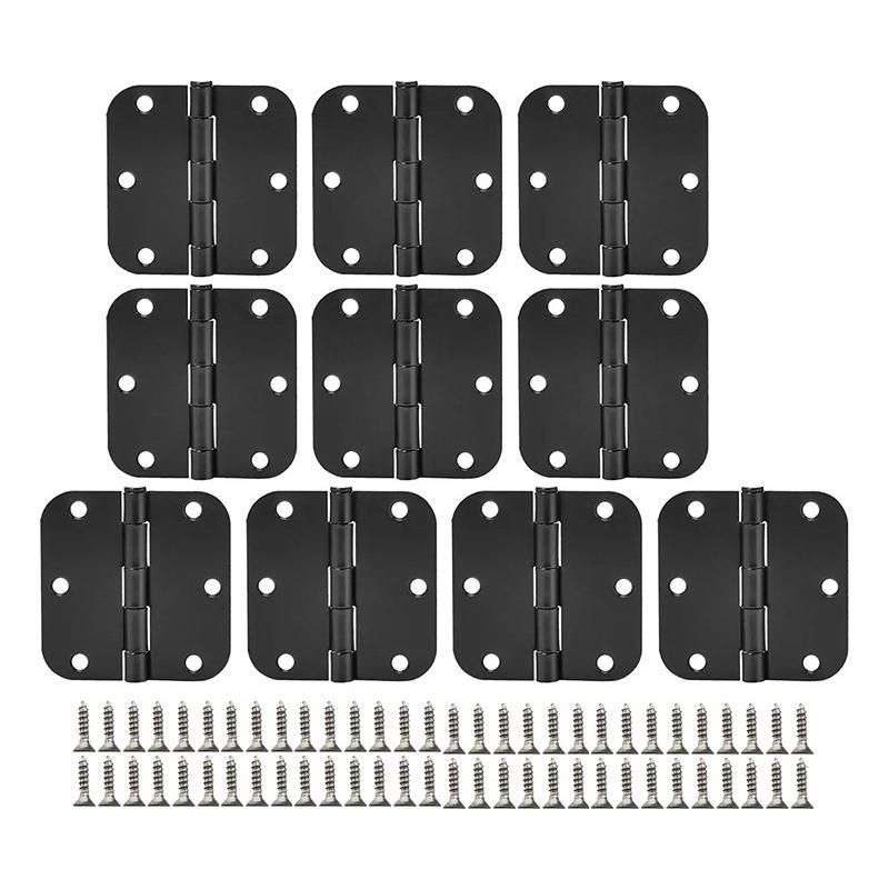 GENERICO - Set de 10 bisagras negras con esquinas redondeadas 9x9cm