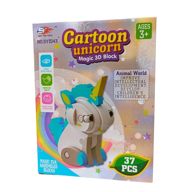 GENERICO - Bloques de Construcción de EVA 3D Unicornio 37 Pcs