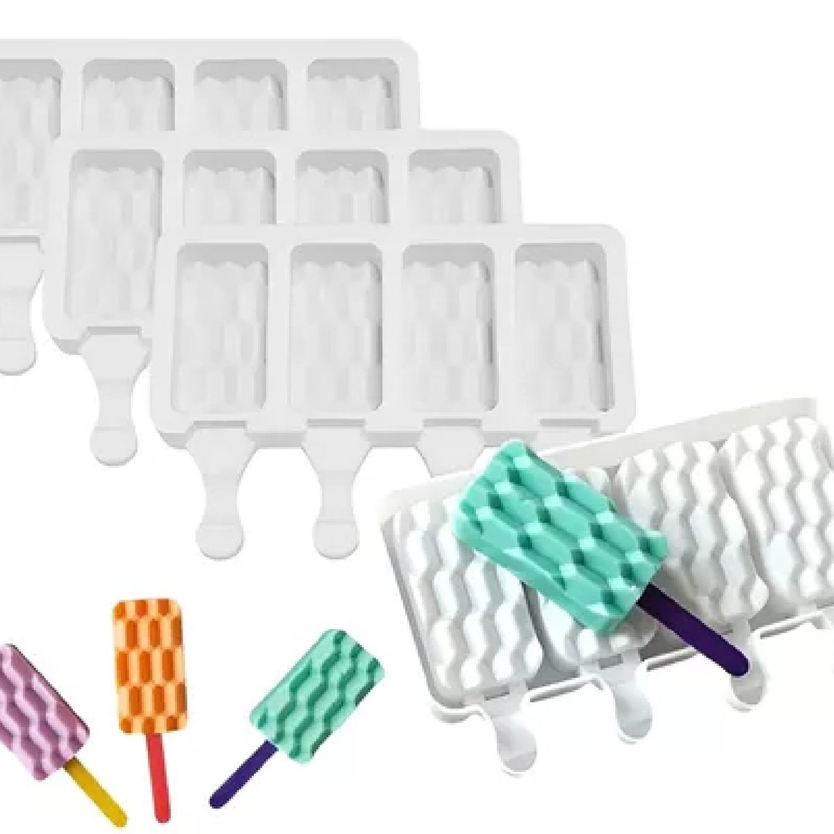PASTELERIUSCL - Set X4 Moldes De Silicona Reposteria Molde Helados Ladrillo