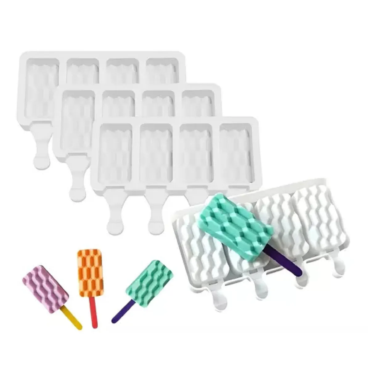 PASTELERIUSCL - Set X4 Moldes De Silicona Reposteria Molde Helados Ladrillo