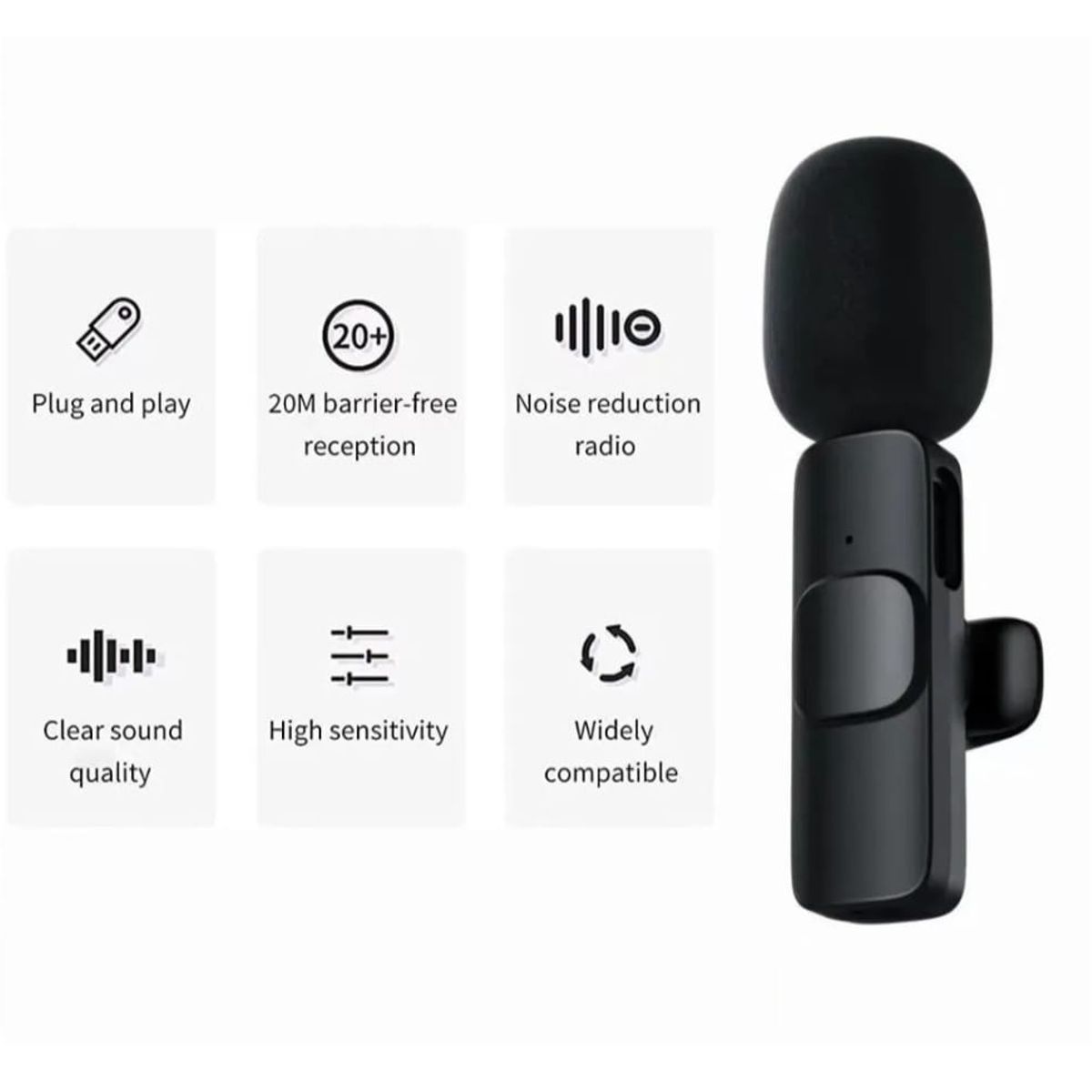 GENERICO - Micrófono lavalier solapa compatible con conexión tipo C