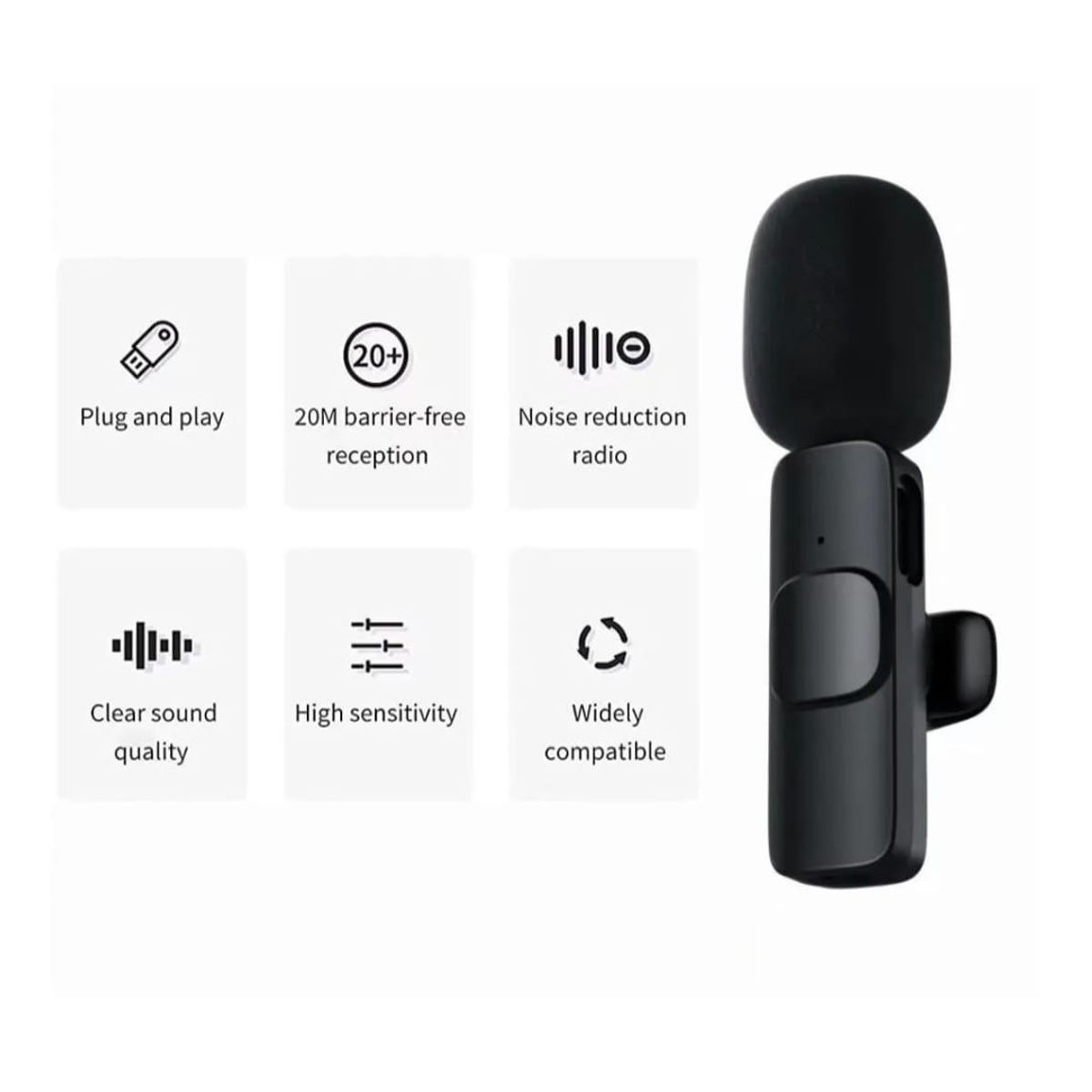 GENERICO - Micrófono lavalier solapa compatible con conexión tipo C