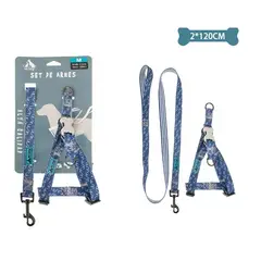 GENERICO - Set De Arnés Y Correa De Nylon Azul Marino 20Cm120Cm