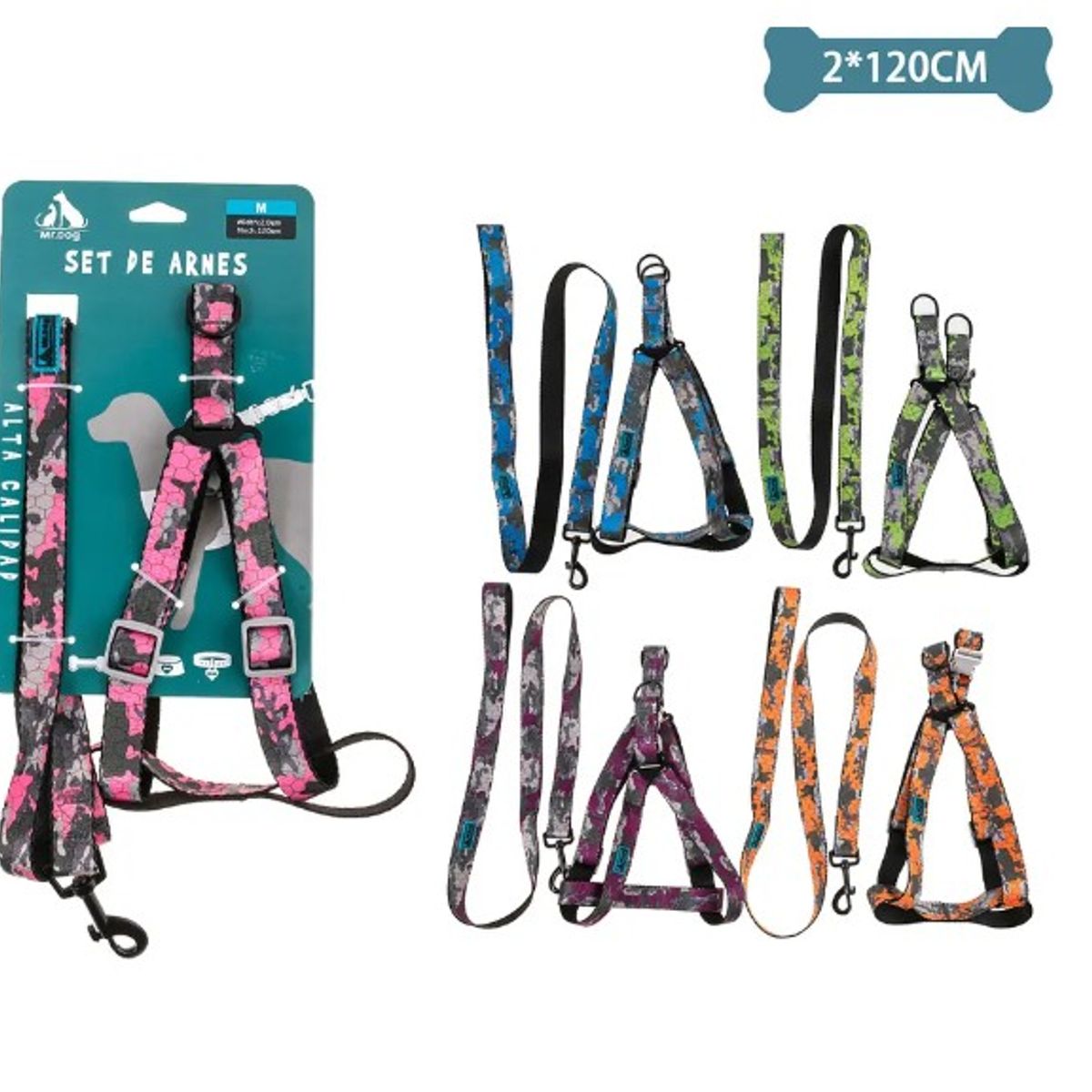 GENERICO - Set De Arnés Y Correa Camuflaje 20Cm120Cm Color Aleatorio