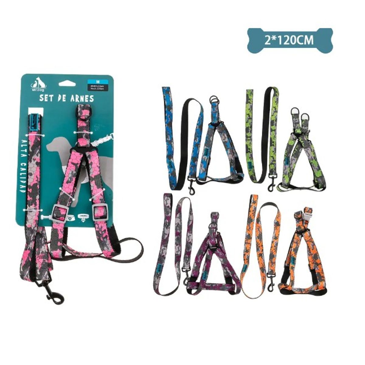 GENERICO - Set De Arnés Y Correa Camuflaje 20Cm120Cm Color Aleatorio