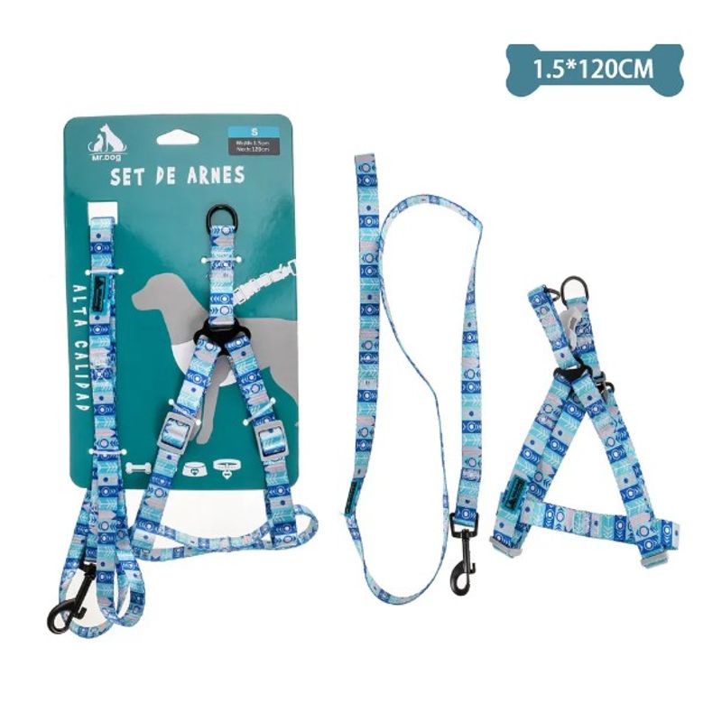 GENERICO - Set De Arnés Y Correa Azul 15Cm120Cm