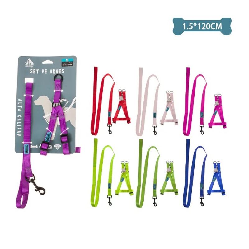 GENERICO - Set De Arnés Y Correa De Nylon 15120Cm Color Aleatorio