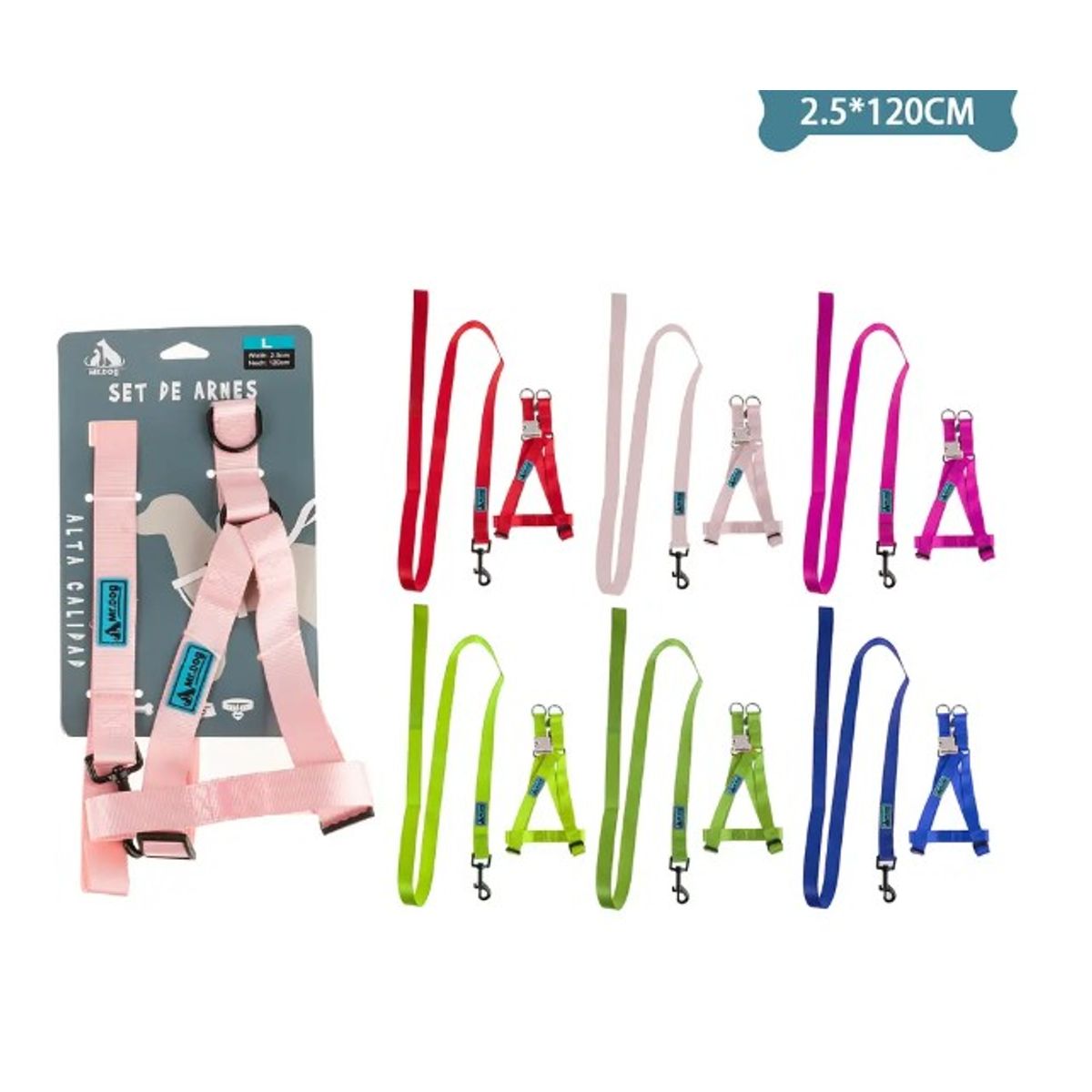 GENERICO - Set De Arnés Y Correa De Nylon 25120Cm Color Aleatorio