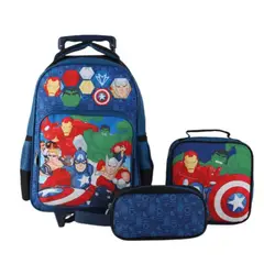 GENERICO - Pack 3 Mochila Estuche Lonchera Infantil Super Héroes