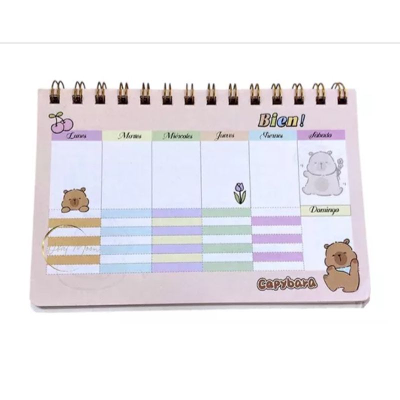 GENERICO - Planner Libreta Diseño Capibara Kawaii Anotaciones