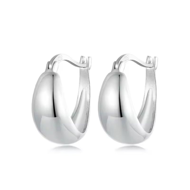LA GARZA - Aros Plata Mujer Argolla Canoa