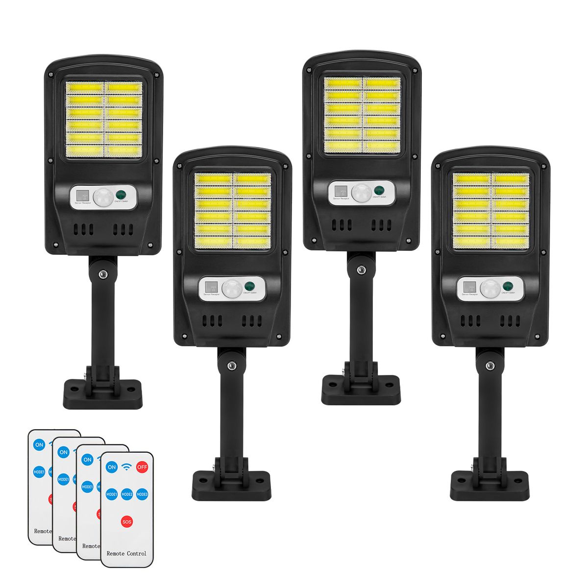 LAMPARASHOME - Pack 4 Foco Solar Exterior con Sensor de Movimiento Negro