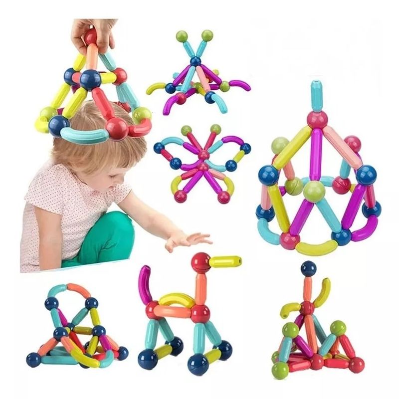 GENERICO - Juego de Construcción Magnética de 36 Piezas Montessori