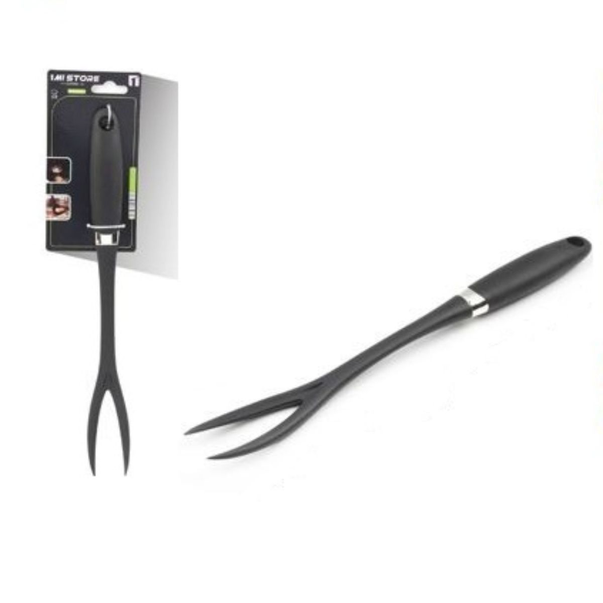 OEM - TENEDOR PARA CARNE PARIILLA  NYLON MANGO NEGRO