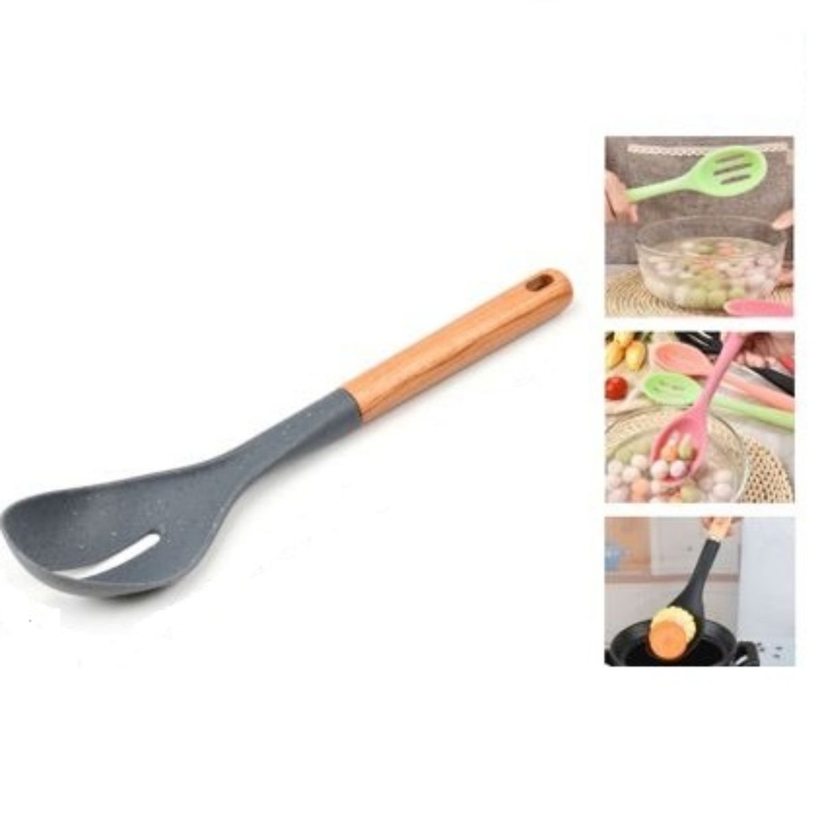OEM - CUCHARON PARA ARROZ CALADA TXM7-M05 COLOR GRIS MANGO DE MADERA