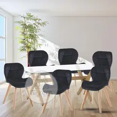 GENERICO - COMEDOR MESA 140X90 + 6 RADAR NEGRO VELVET FELPA.