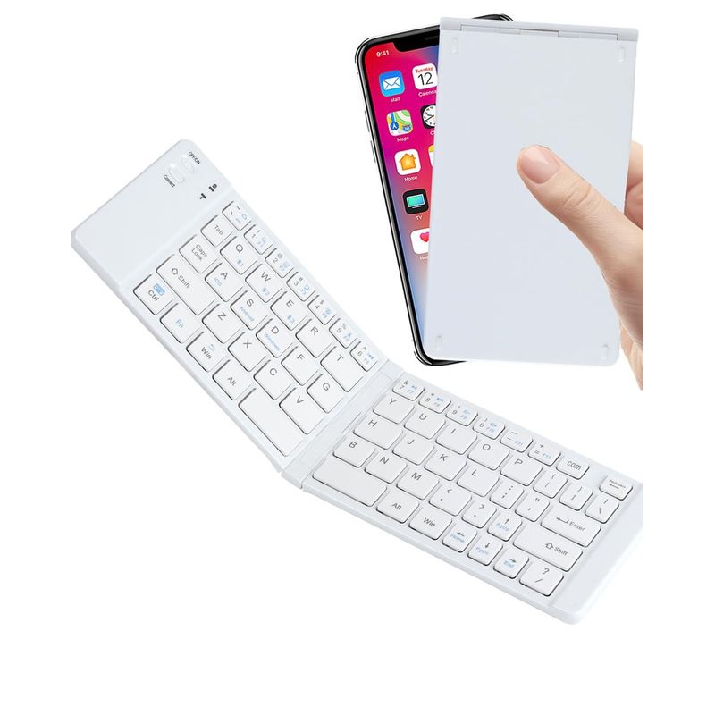 BITART - Mini Teclado Inalambrico Plegable Bluetooth Blanco