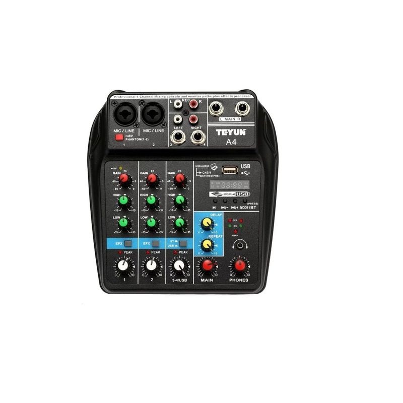 GENERICO - Consola Interfaz Audio Mixer 4 Canales Tu04 Usb Bluetooth
