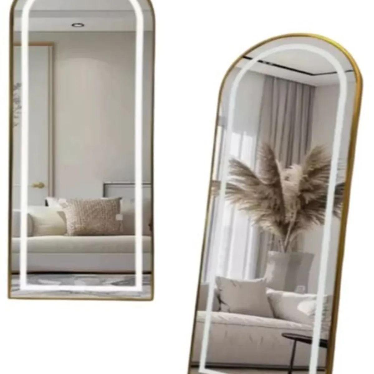 GENERICO - Lujoso Espejo Pedestal  Dorado Luz  Led  Touch 1,60x50cm