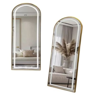 Imagen 2 del producto Lujoso Espejo Pedestal Dorado Luz Led Touch 1,60x50cm