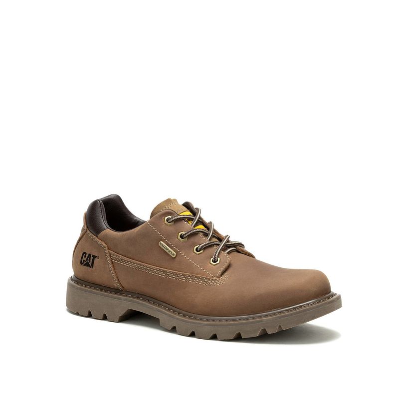 CAT - Zapato Impermeable Cuero Hombre Colorado Low 2 Café CAT