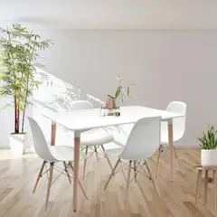 GENERICO - COMEDOR 120X80 MESA BLANCA+ 4 SILLAS eames blancas.