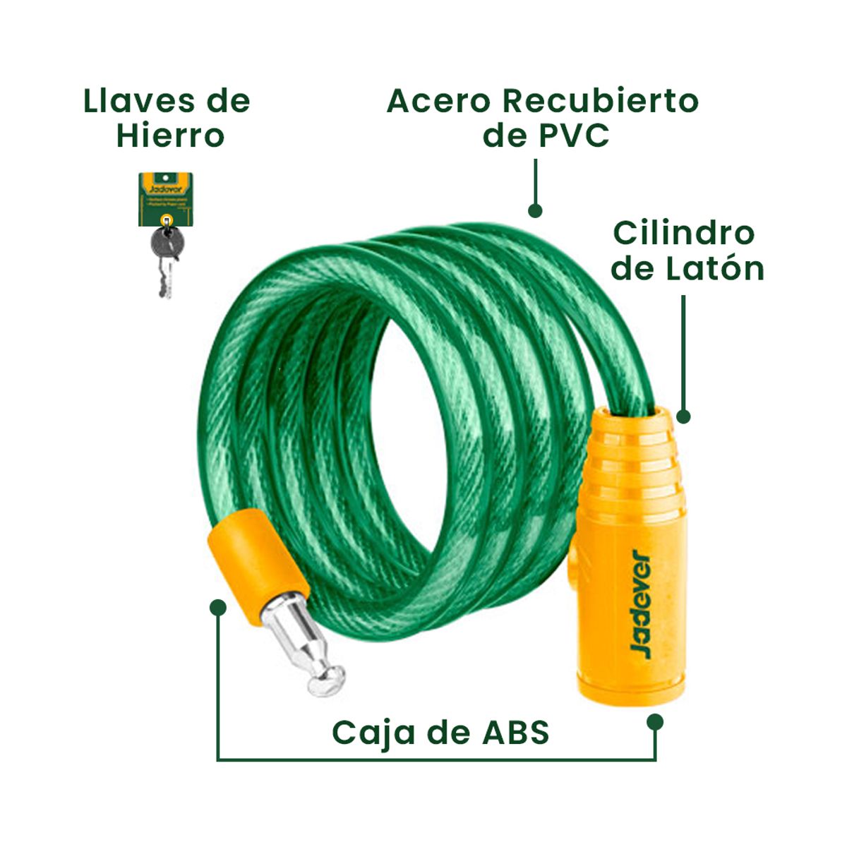 JADEVER - Candado de Bicicleta con Cable 15x1200mm JADEVER