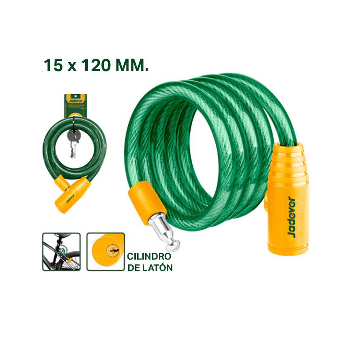 JADEVER - Candado de Bicicleta con Cable 15x1200mm JADEVER