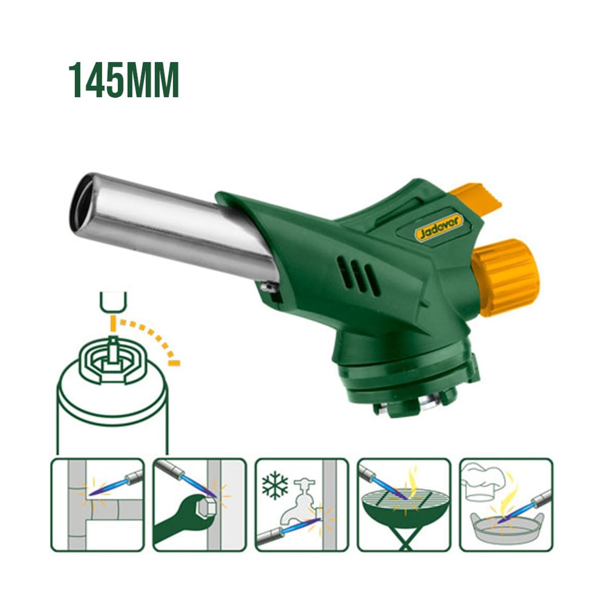 JADEVER - Soplete a Gas para Repostería Camping Gasfitería 145mm JADEVER