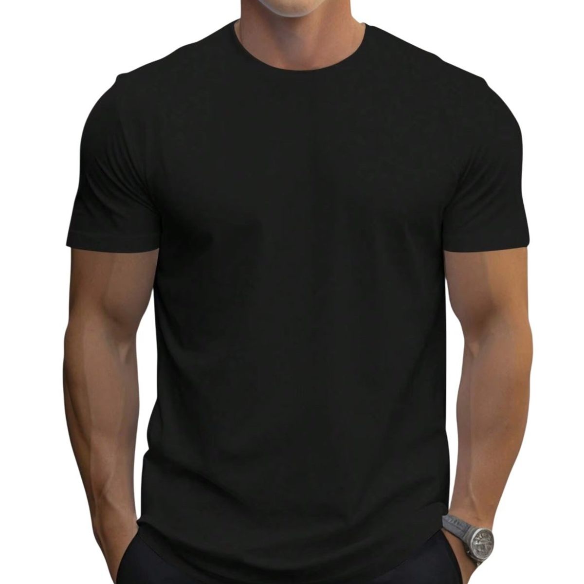 GARSIL - Polera Lisa Cuello Redondo De Algodón Para Hombre -  Manga Corta