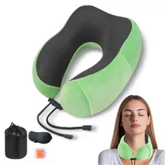ZSPK - Almohada Verde De Viaje Para Cuello en Forma de U con Memoria